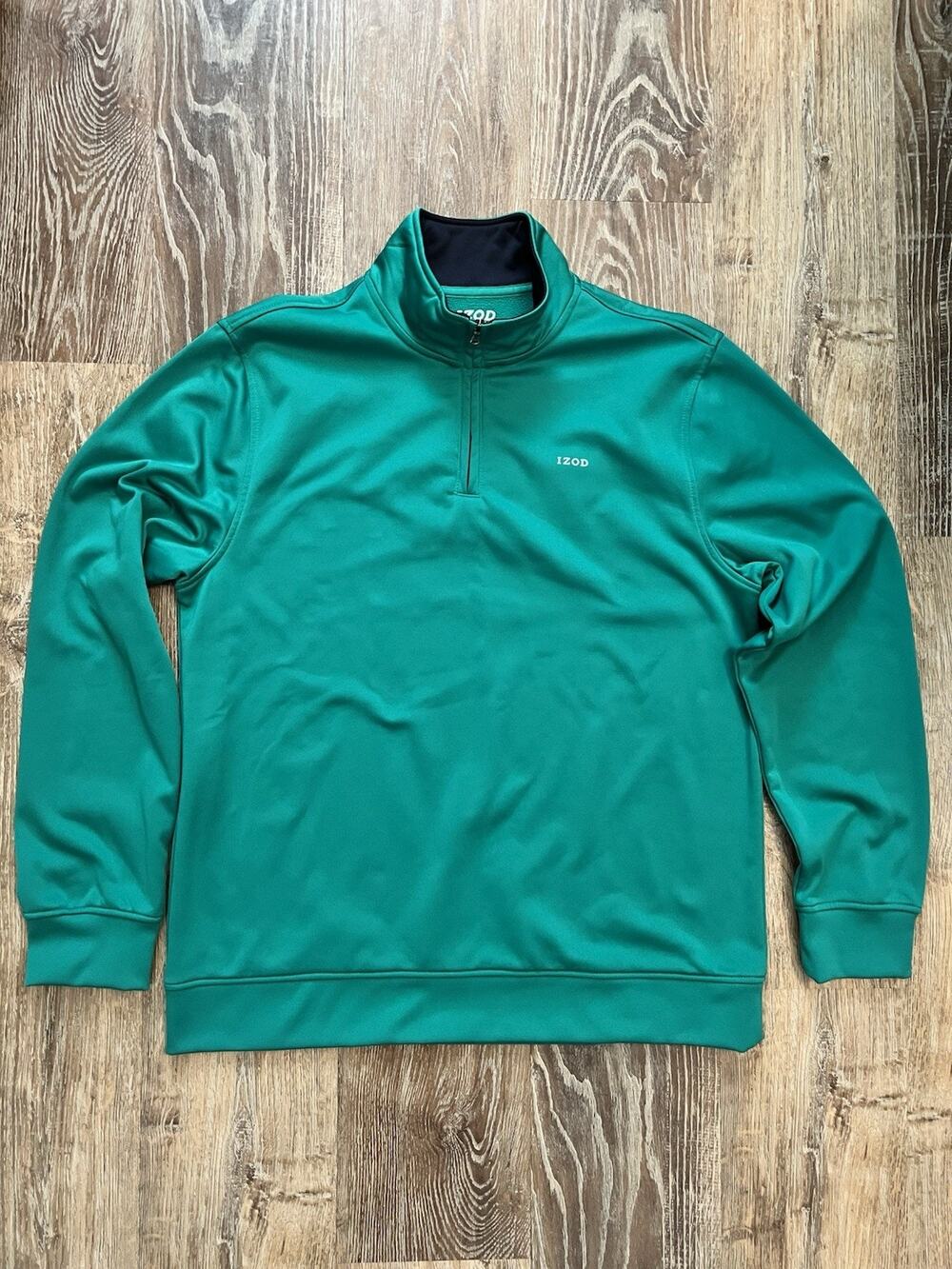 Izod Performance Golf 1/4 Zip Pullover Sweater Sweatshirt Men's Large Green